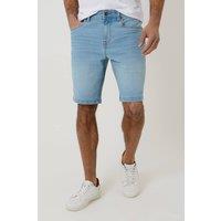 Threadbare Men's Turn Up Denim Shorts in Pale Blue | Size: 34R