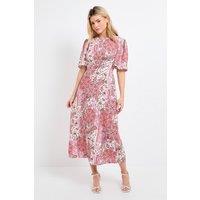 Dorothy Perkins Women's Paisley Flutter Sleeve Shirred Waist Midi Dress in Pink | Size: 10