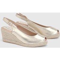 Wallis Women's Josie Faux Metallic Leather Peeptoe Slingback Medium Espadrille Wedge Sandals in Gold | Size: 6