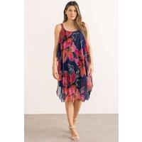 Klass. Women's Bold Floral Printed Textured Dress in Midnight | Size: 2XL