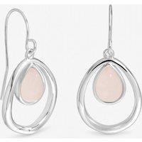 Inicio Women's Sterling Silver Plated Rose Quartz Polished Oval Drop Earrings