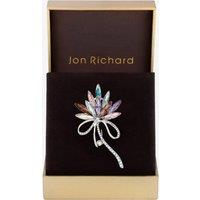 Jon Richard Women's Silver Plated Pink Crystal Navette Decorative Brooch - Gift Boxed