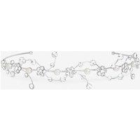 Jon Richard Women's Silver Plated Crystal Flower & Pearl Headband - Gift Pouch