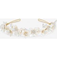 Jon Richard Women's Gold Plated White Floral & Crystal Headband