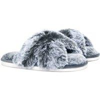 Smart Living Women's Faux Rabbit Fur Slippers in Grey | Size: Medium