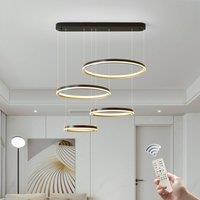 NIVOR 4 Rings Pendant Lighting DIY Shape Hanging Dimmable LED Chandelier in Black