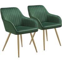 tectake Dining Chair Marilyn Set Of 2 - Dark Green/Gold in Dark Green | Size: 2 Pack