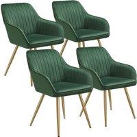 tectake Dining Chair Marilyn Set Of 4 - Dark Green/Gold in Dark Green | Size: 4 Pack
