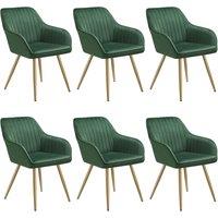 tectake Dining Chair Marilyn Set Of 6 - Dark Green/Gold in Dark Green | Size: 6 Pack