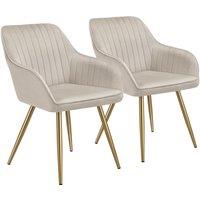 tectake Dining Chair Marilyn Set Of 2 - Taupe/Gold in Taupe | Size: 2 Pack