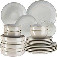 tectake Dinner Set Mare In Glazed Stoneware For 6 People, Dishwasher-Safe in Grey