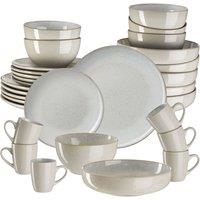 tectake Dinner Set Mare In Glazed Stoneware For 6 People, Dishwasher-Safe in Grey
