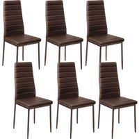 tectake Dining Chairs Thomas Set Of 6 - Cappuccino in Brown | Size: 6 Pack