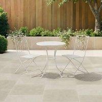 Charles Bentley Leaf Design Rustic Metal Garden Bistro Set in White