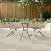 Charles Bentley Leaf Design Rustic Metal Garden Bistro Set in Green
