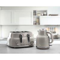 Daewoo 'Sienna' Matching Retro Cordless Jug Kettle & 4 Slice Toaster Set Rapid Boil in Taupe