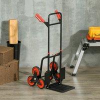 DURHAND Trolley Hand Trucks 6-Wheels Foldable Load Cart Steel, Red in Black