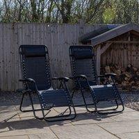 Samuel Alexander Set of 2 Black Multi Position Textoline Zero Gravity Garden Relaxer Chair Lounger