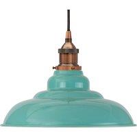 SE Home Duck Egg Blue St Edmund's Pendant Light - Antique Copper - Black Round