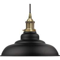 SE Home Matt Black St Edmund's Pendant Light - Antique Brass - Black Round