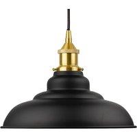 SE Home Matt Black St Edmund's Pendant Light - Polished Brass - Black Round