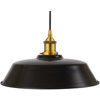 SE Home Matt Black Chancery Pendant Light - Antique Gold - Black Round