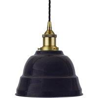 SE Home Navy Blue Lincoln Pendant Light - Matt Antique Brass - Black Twisted