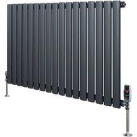Monstershop Oval Single Column Radiator & Valves - 600mm x 1020mm - Anthracite in Grey