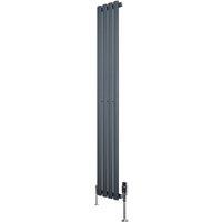 Monstershop Oval Single Column Radiator & Valves - 1600mm x 240mm - Anthracite in Grey