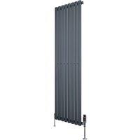 Monstershop Oval Single Column Radiator & Valves - 1600mm x 480mm - Anthracite in Grey