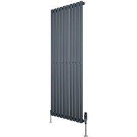 Monstershop Oval Single Column Radiator & Valves - 1600mm x 600mm - Anthracite in Grey