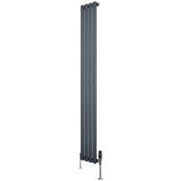 Monstershop Oval Single Column Radiator & Valves - 1800mm x 240mm - Anthracite in Grey