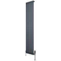 Monstershop Oval Single Column Radiator & Valves - 1800mm x 360mm - Anthracite in Grey