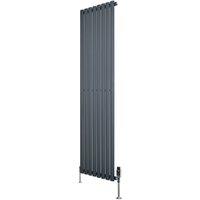 Monstershop Oval Single Column Radiator & Valves - 1800mm x 480mm - Anthracite in Grey