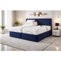 PARADISE BEDS LTD Electric Adjustable Solid Base Bed Set With Massage Function in Dark Blue | Size: King