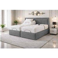 PARADISE BEDS LTD Electric Adjustable Solid Base Bed Set With Massage Function in Grey | Size: Super King