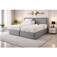 PARADISE BEDS LTD Electric Adjustable Solid Base Bed Set With Massage Function in Silver | Size: King