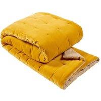 CHRISTY 'Jaipur' Quilted Velvet Throws in Yellow | Size: 140 cm x 200 cm