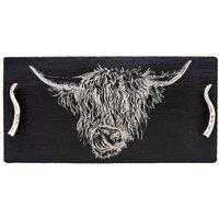 Selbrae House Slate Serving Tray - Large - Highland Cow - Gift Boxed in Dark Grey | Size: 1 Pack