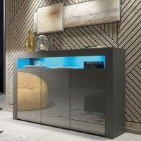 Mex Furniture LTD Sideboard with LED Lighting & Gloss Doors / 155cm in Dark Grey