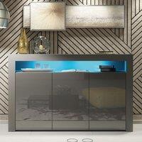 Creative Furniture Aether Sideboard 155cm - A Sleek & Spacious Cabinet with Gloss Doors & LED Lights in Dark Grey