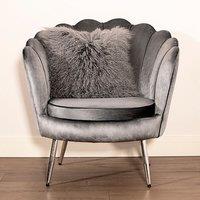 Madison & Mayfair Genuine Grey Mongolian Lambswool & Suede Cushion
