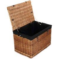Red Hamper 60cm Double Steamed Chest Picnic Basket with Cotton Lining in Black
