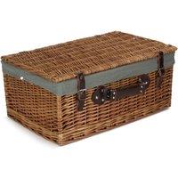 Red Hamper 55cm Double Steamed Hamper with Grey Sage Lining in Brown