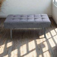 KOSY KOALA Grey Velvet Padded Dining Bench with Metal Legs 90 cm Dining Furniture