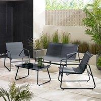 FurnitureboxUK Naxos 4 Seat Outdoor Conversation Set With Chairs, Sofa & Table in Grey
