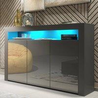 Mex Furniture LTD Sideboard Aether 155cm - Dark Grey with Gloss Doors & LED Lights
