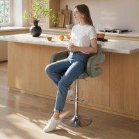 HOMCOM Adjustable Height Barstool Steel Pole PU Leather Bistro in Green
