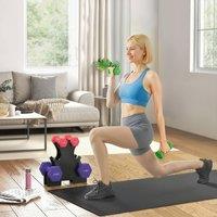 SPORTNOW Hex Dumbbells Set with Dumbbell Rack, 2 x 1kg, 2 x 3kg, 2 x 5kg in Pink