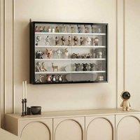HOMCOM 5-Tier Wall Display Shelf Cabinet with Glass Doors, Black & White